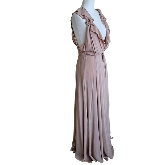 Reformation Peppermint bridesmaid wrap dress champagne large - Picture 5 of 13